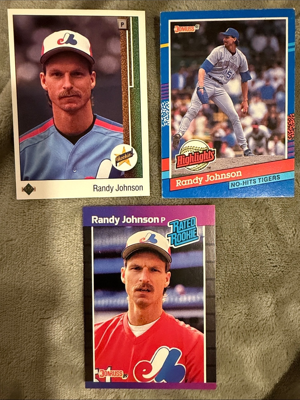 VTG Randy Johnson "The Big Unit" 3-Card Rookie Era Lot